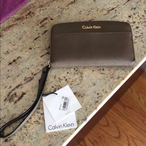 Calvin Klein Taupe Wristlet